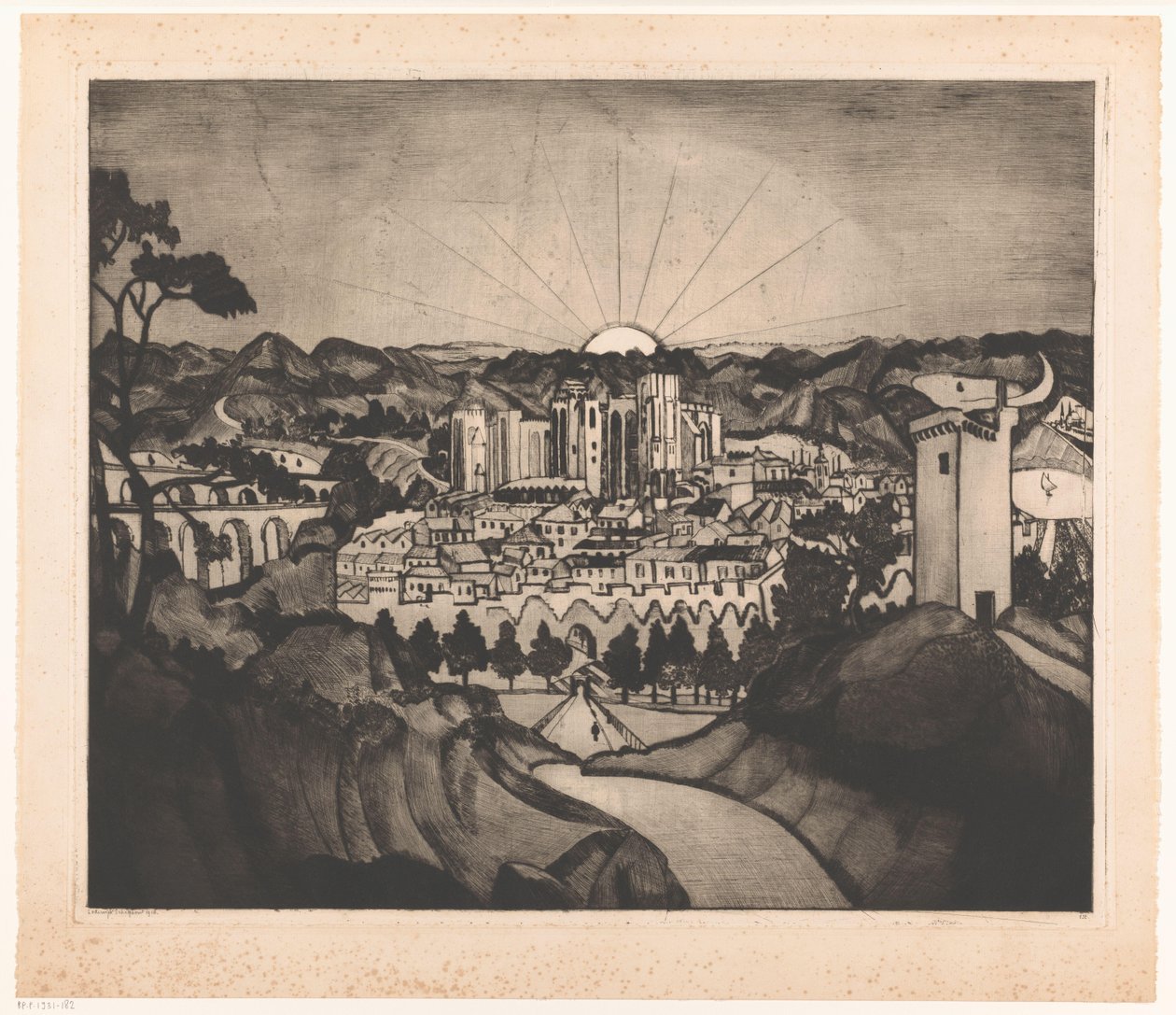 Avignon (original tittel) av Lodewijk Schelfhout (signed by artist)