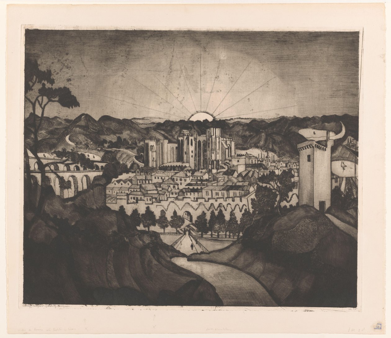 Avignon (original tittel) av Lodewijk Schelfhout (signed by artist)