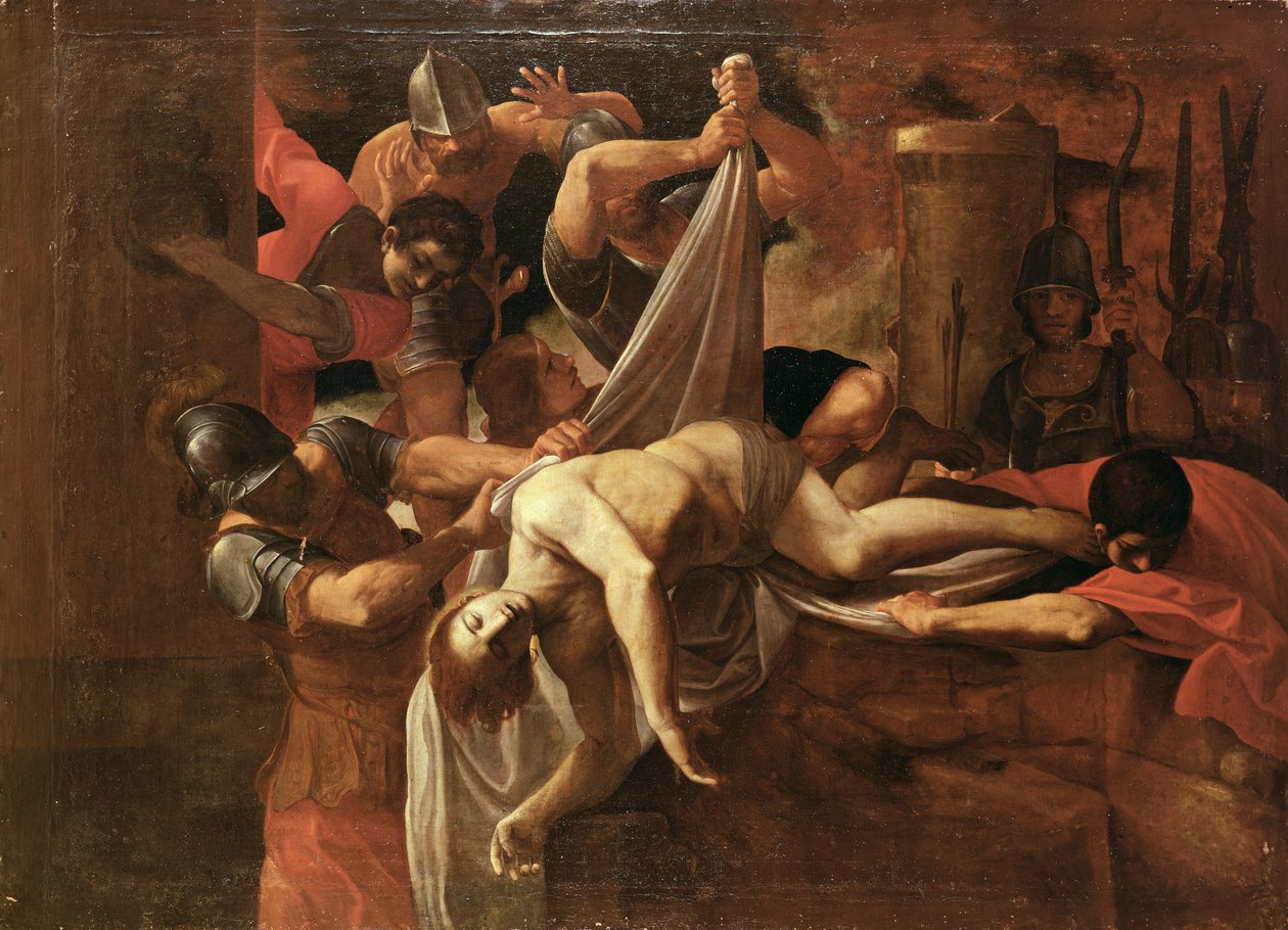 St Sebastian kastet av soldater inn i Cloaca Maxima av Lodovico Carracci