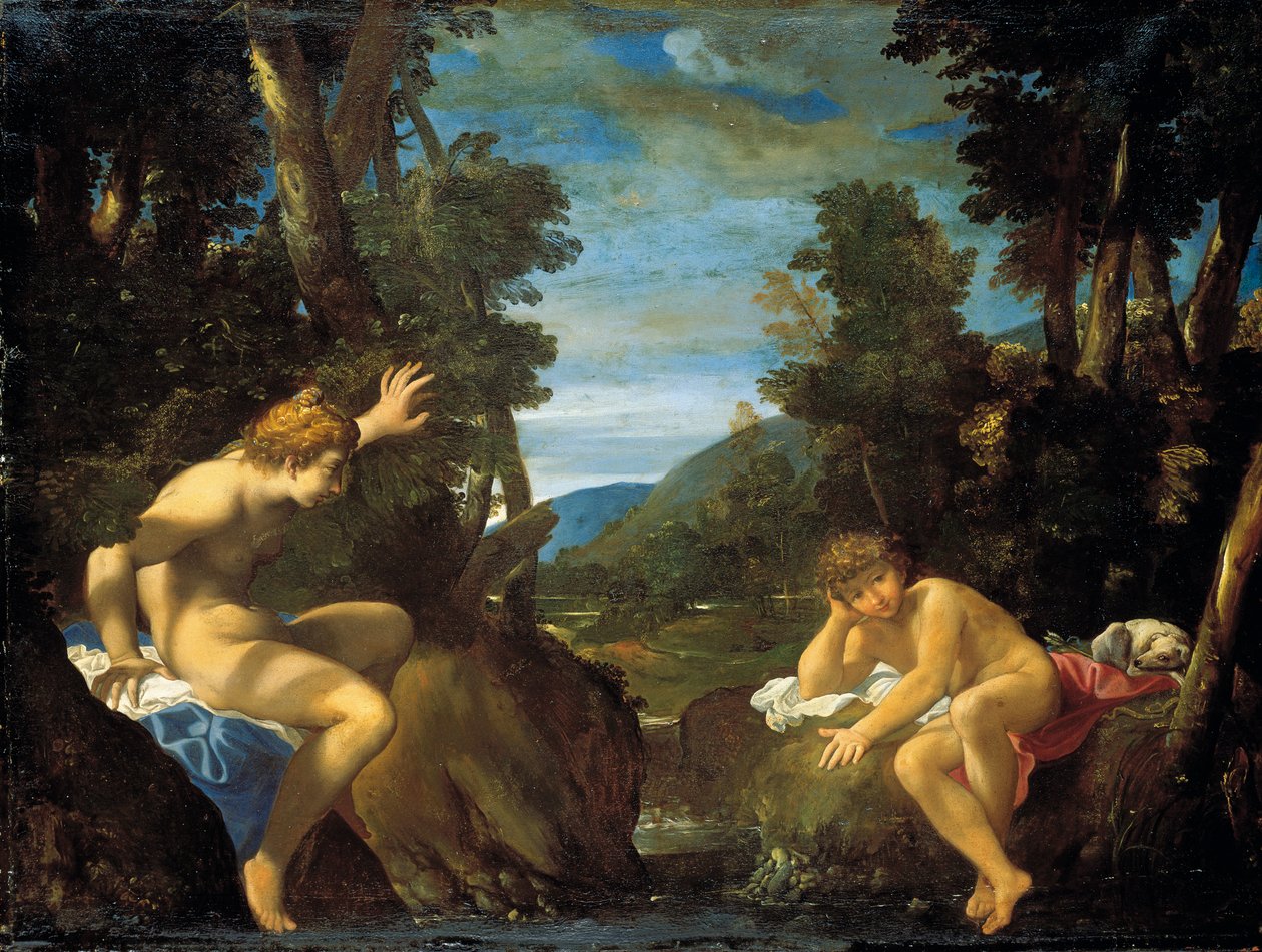 Salmacis og Hermafroditus av Lodovico Carracci