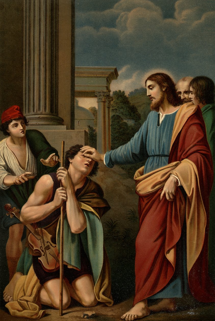 Helbredelsen av blinde av Lodovico after Carracci