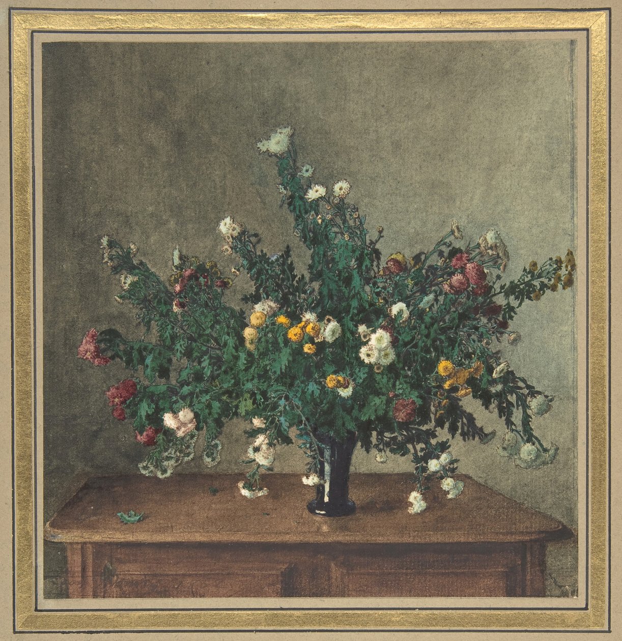 Bukett med små krysantemum, 1862. av Léon Bonvin
