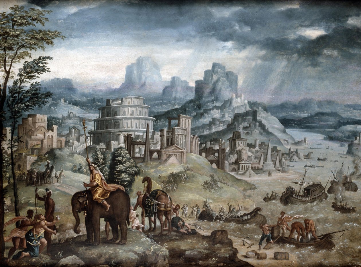 Slaget ved Lake Trasimene (olje på lerret) av Léonard Thiry