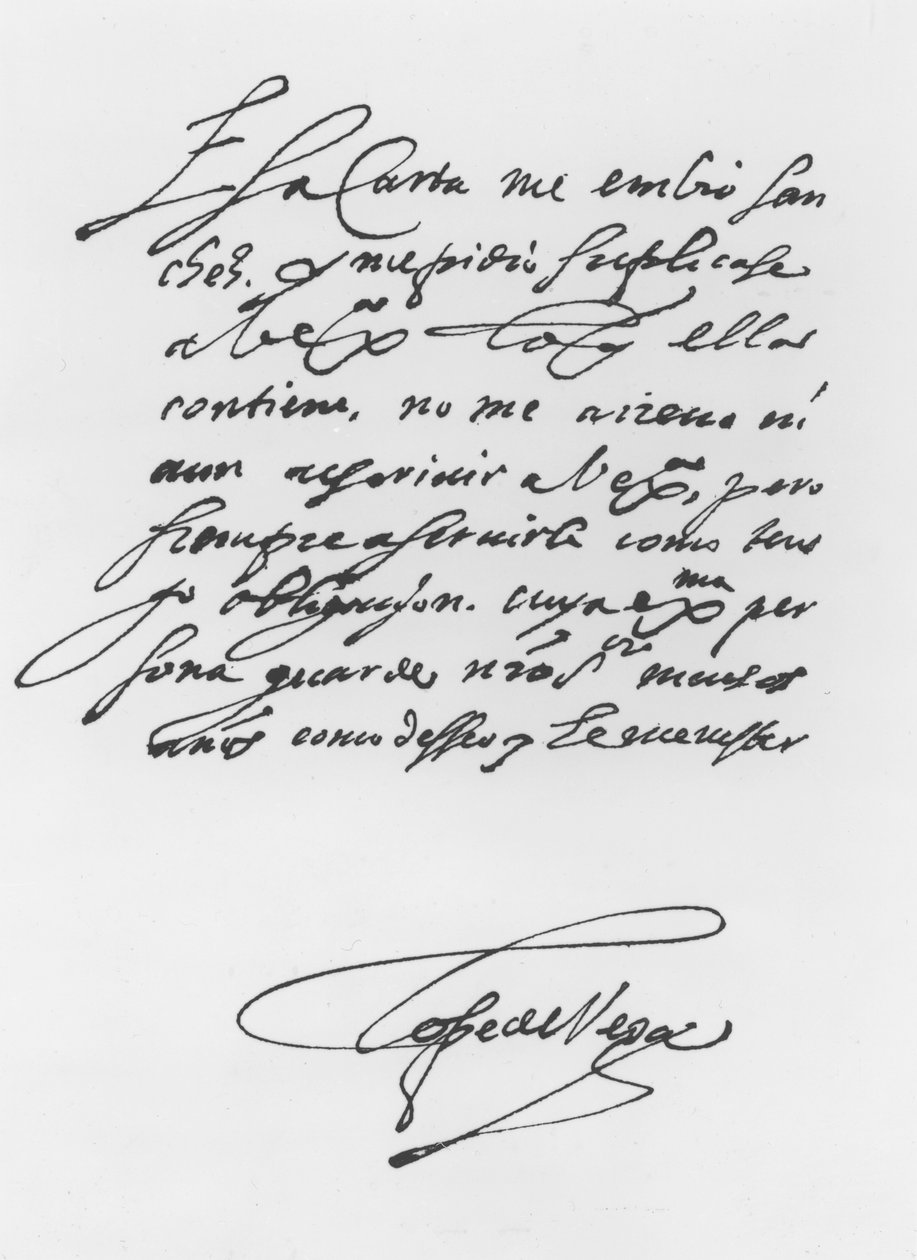 Signert brev av Lope Felix de Vega Carpio