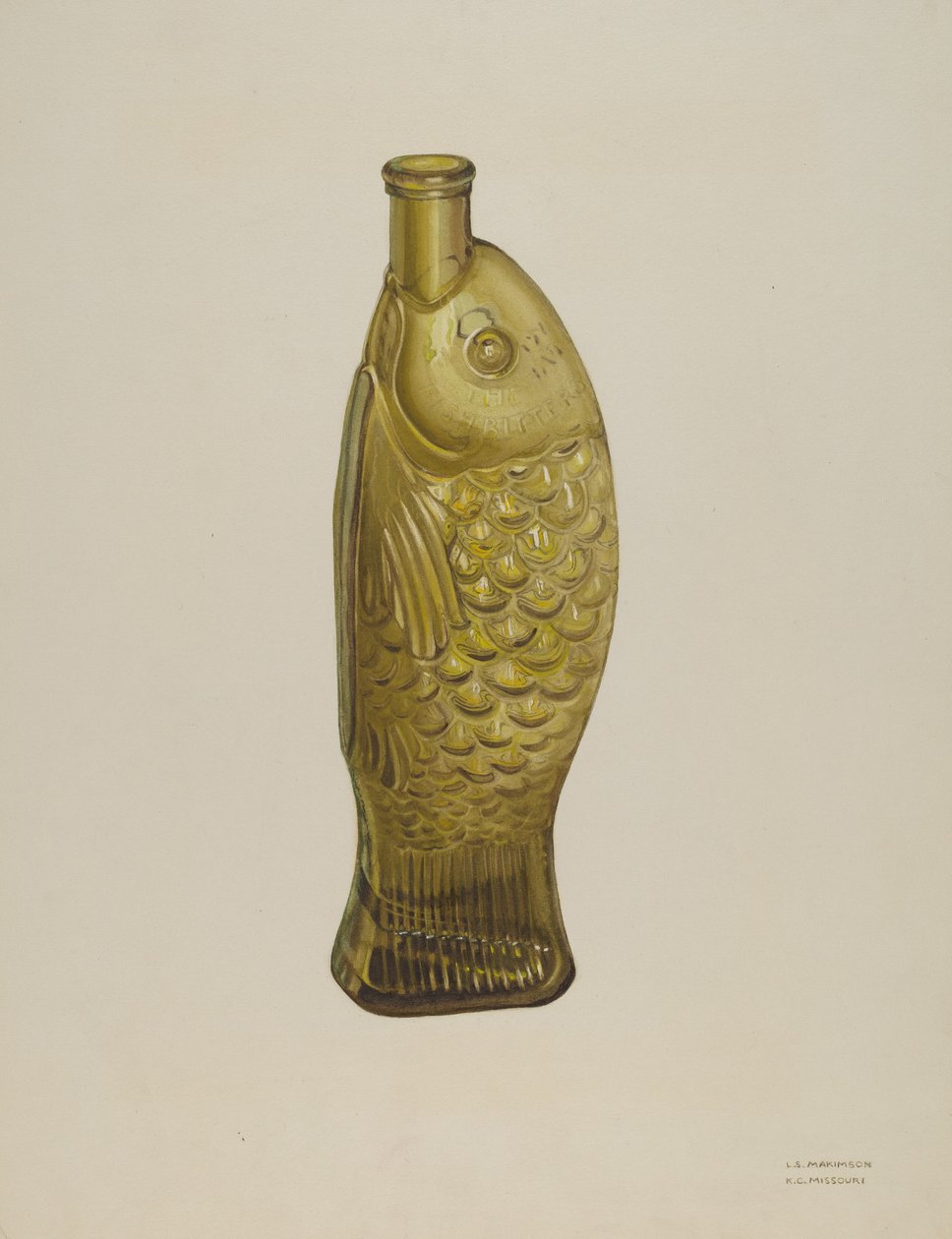 "Fish Bitters" flaske av Loraine Makimson