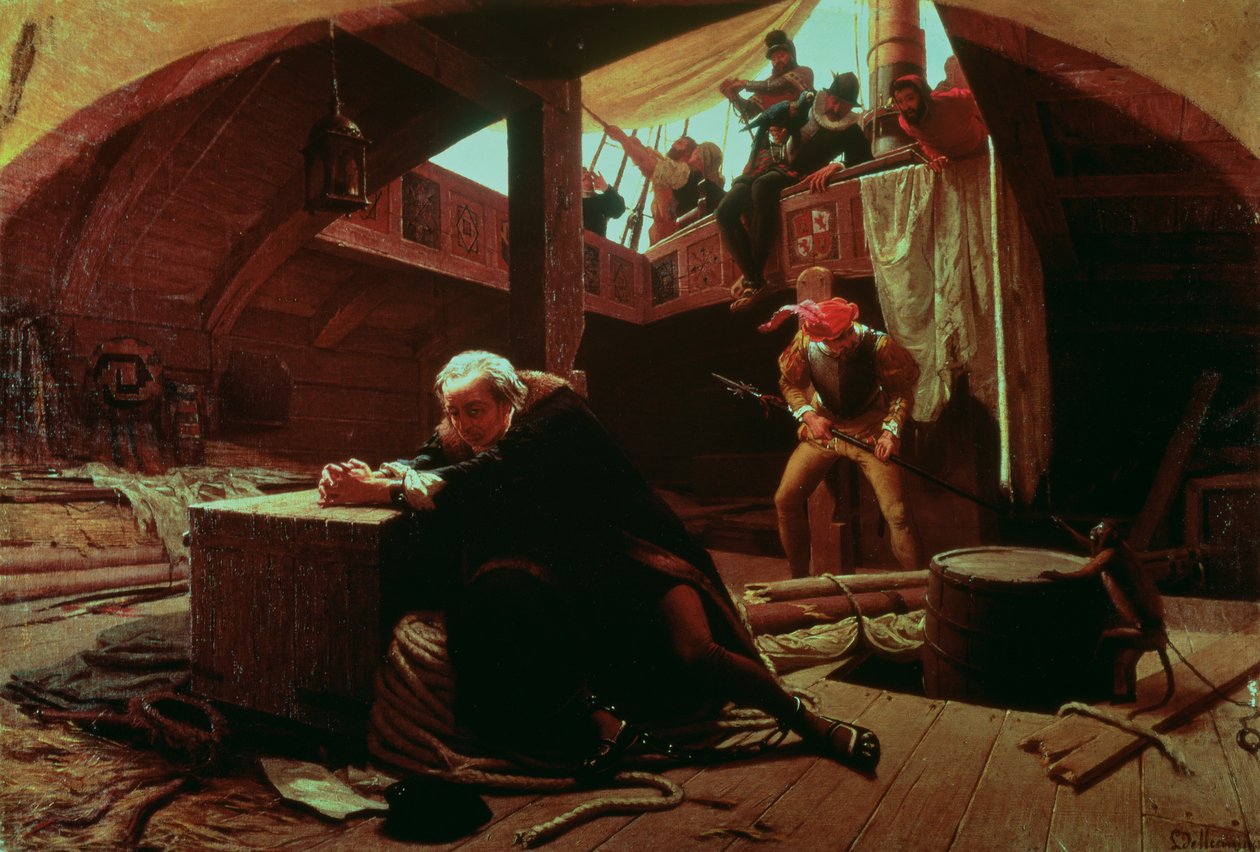 Columbus in Chains, 1863 av Lorenzo Delleani