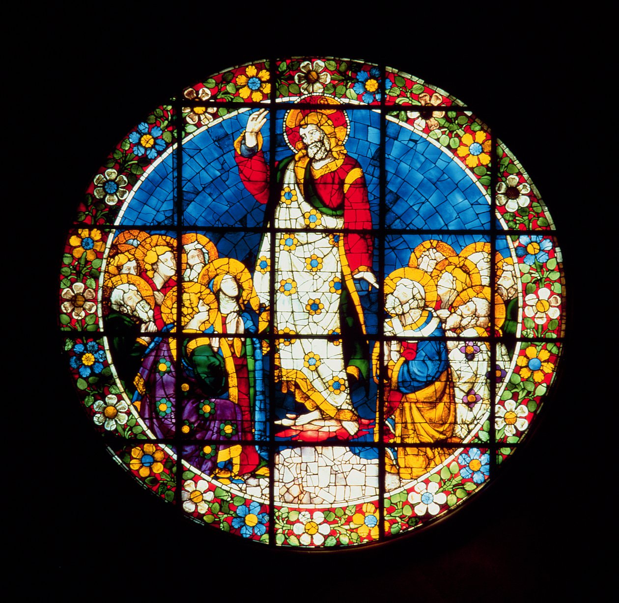 Oculus som skildrer Kristi himmelfart, 1443-5 (farget glass) av Lorenzo Ghiberti