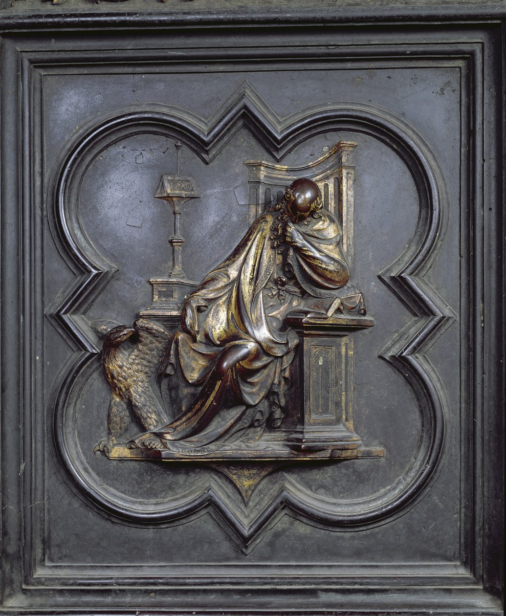 St John the Evangelist, panel A av norddørene til dåpskapellet i San Giovanni, 1403-24 (bronse) av Lorenzo Ghiberti