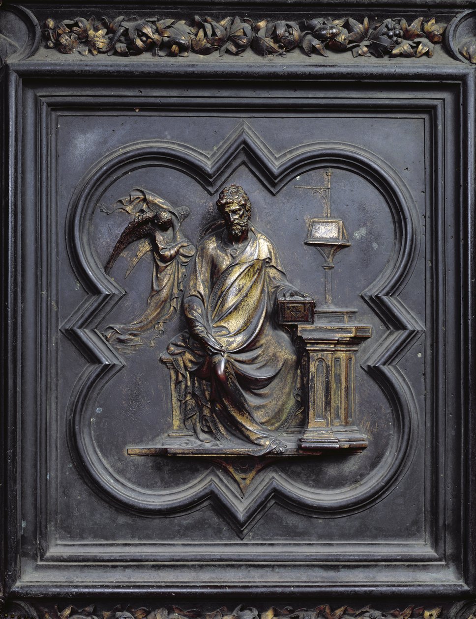 St Matthew the Evangelist, panel B i norddørene til dåpskapellet i San Giovanni, 1403-24 (bronse) av Lorenzo Ghiberti