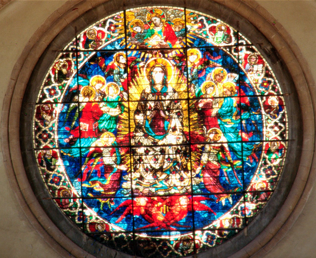 The Assumption of the Virgin (farget glass) av Lorenzo Ghiberti