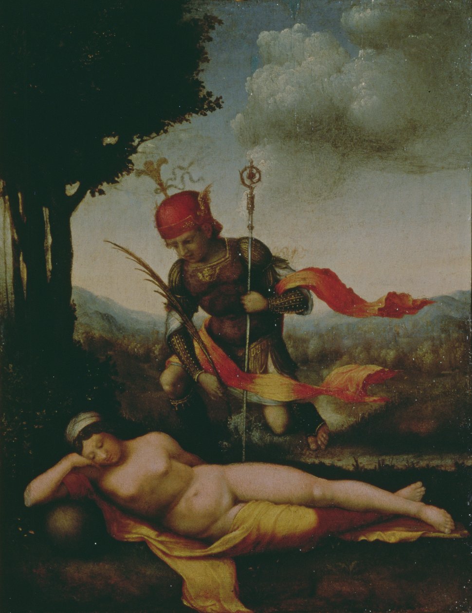 Mercury and Psyche, 1522-23 (panel) av Lorenzo Leonbruno