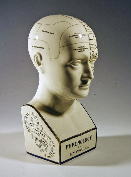 Glasert frenologisk byste, ca. 1860 (keramikk) av Lorenzo Niles Fowler