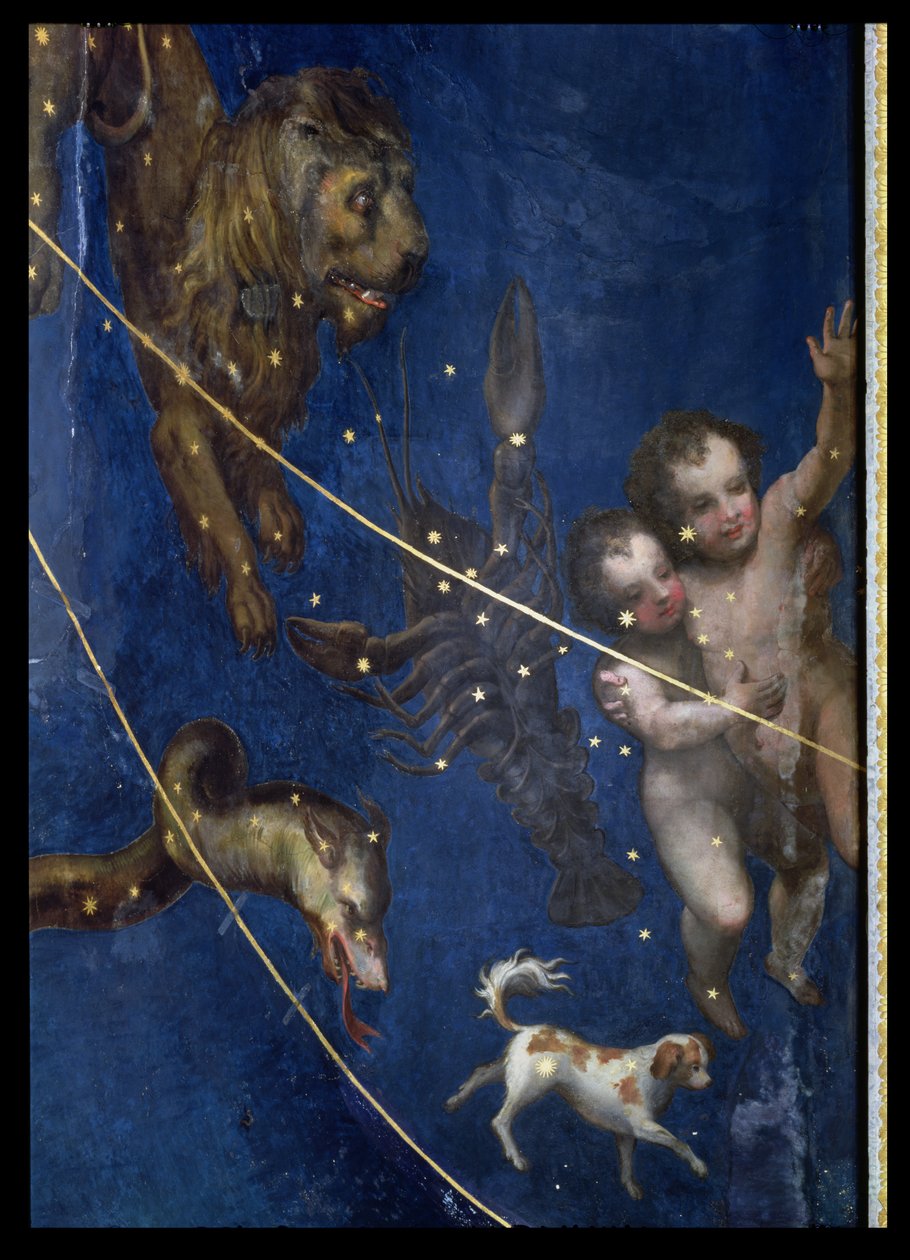 Tegn på dyrekretsen, detalj fra taket på Sala dello Zodiaco, 1579 (detalj) av Lorenzo Costa