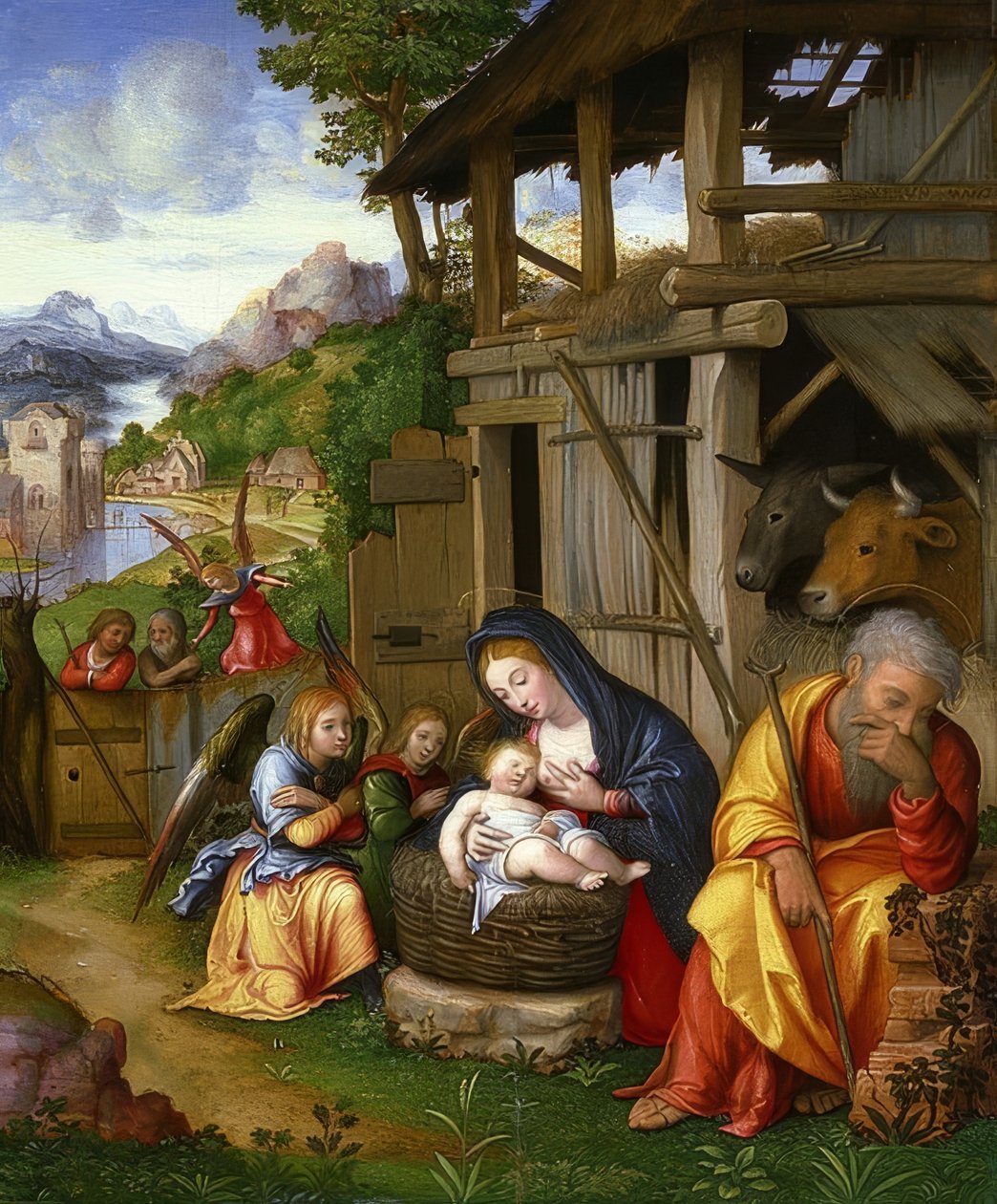 Kristi fødsel. Rundt 1515 av Lorenzo Leonbruno