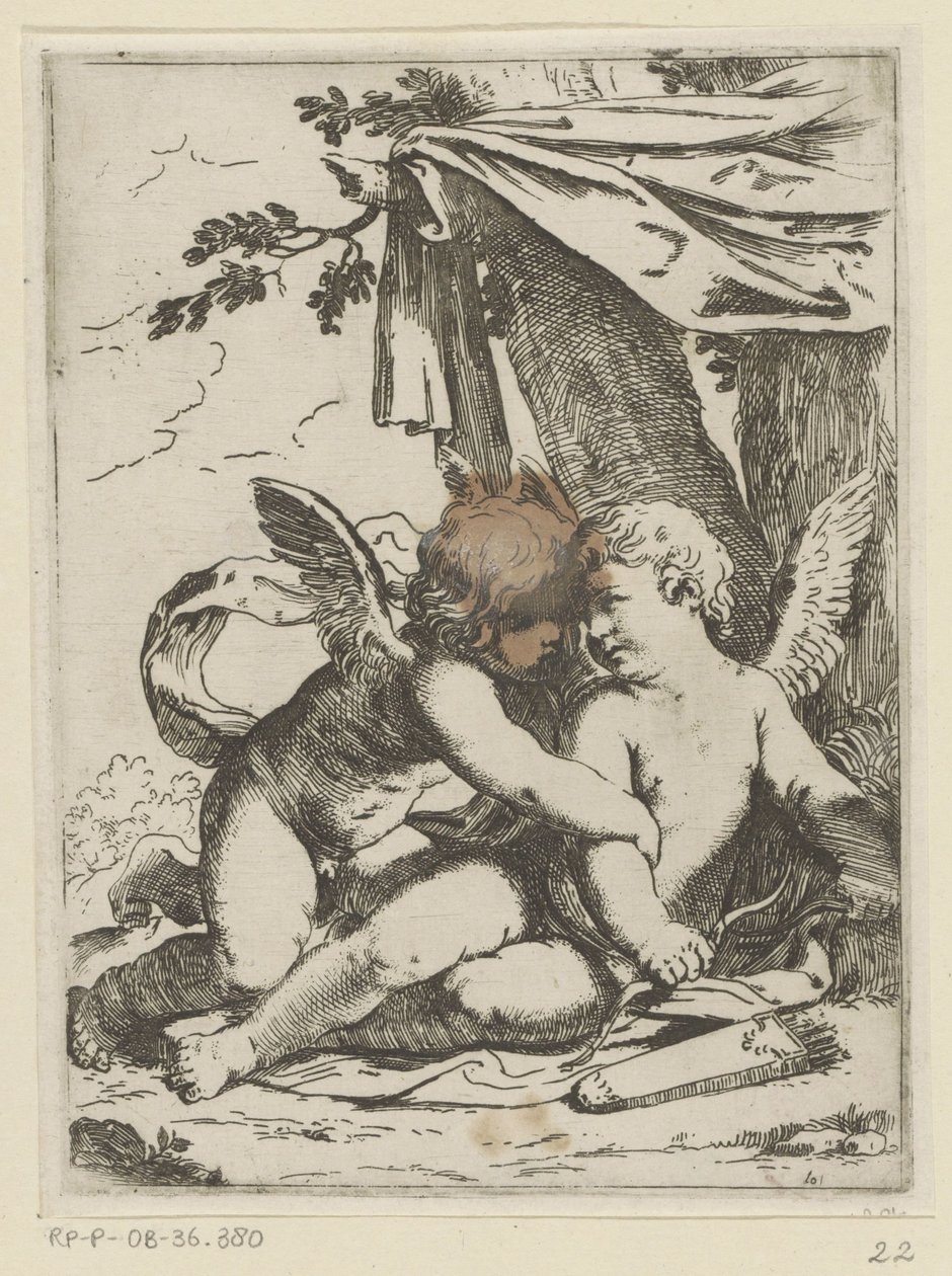 To putti under en teltduk av Lorenzo Loli