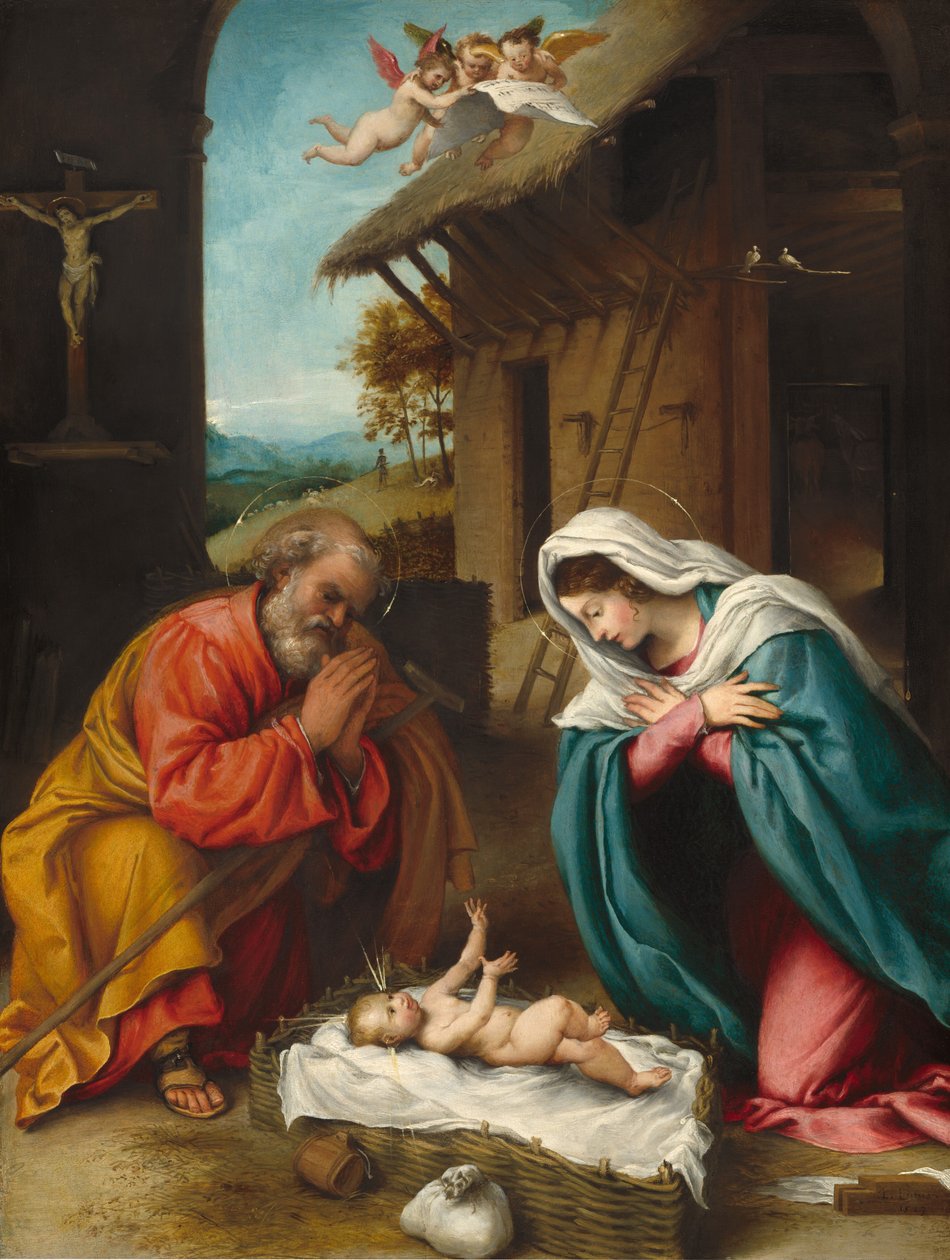 Fødselen, 1523. av Lorenzo Lotto