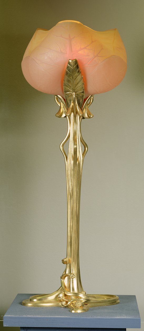 Bordlampe, ca. 1902-04 (forgylt bronse og glass) av Louis Majorelle