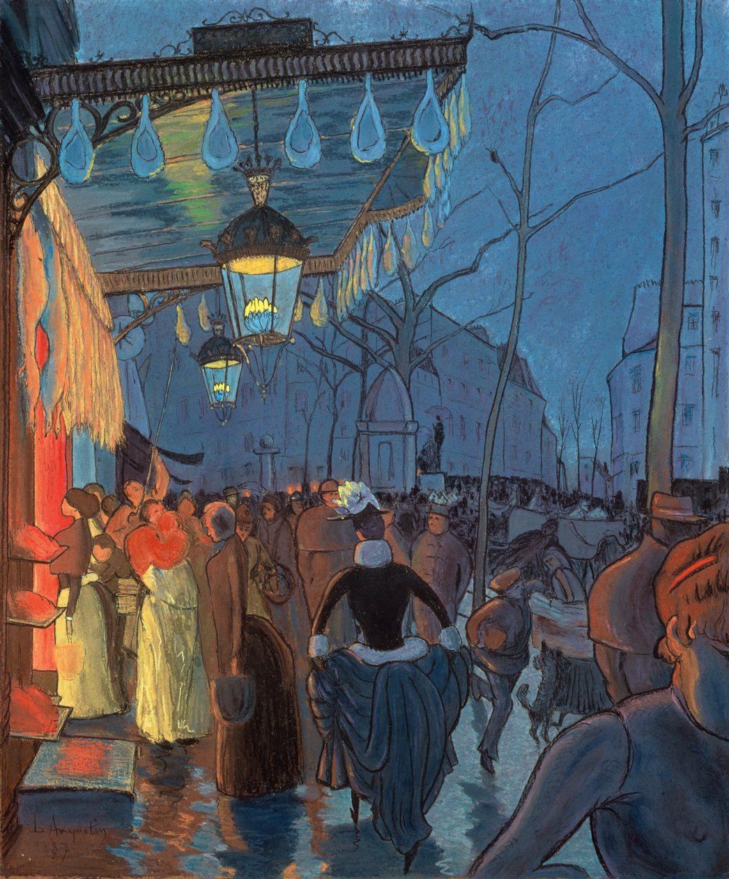 Avenue de Clichy, Paris, 1887 (pastell) av Louis Anquetin