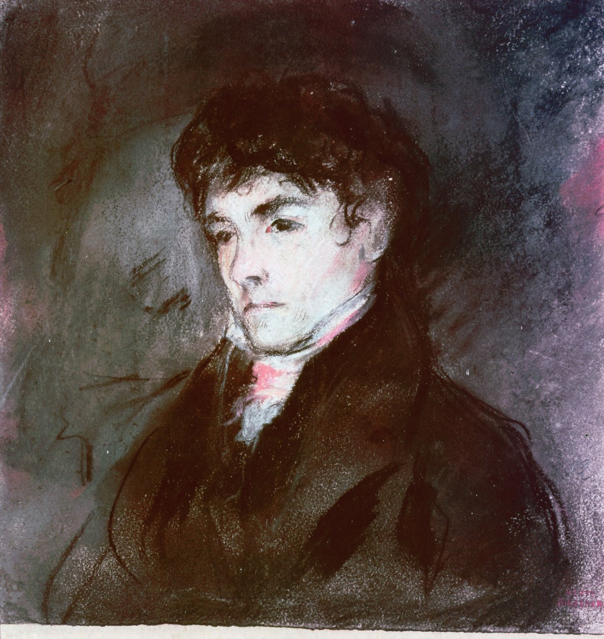 Portrett av Eugene Delacroix, ca. 1827 (pastell på papir) av Louis Antoine Leon Riesener