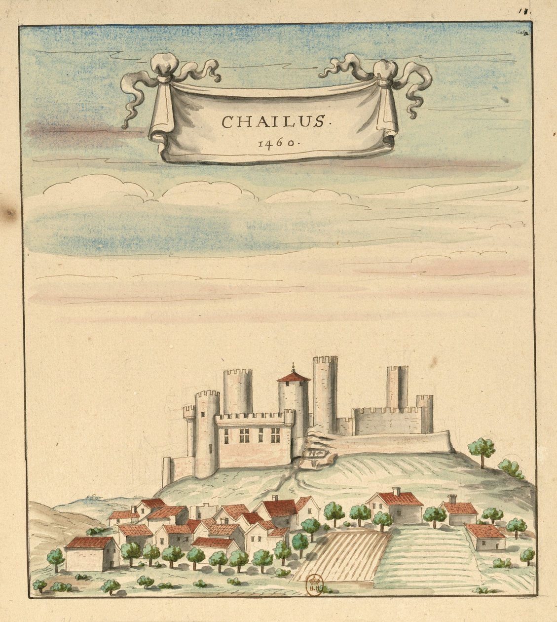 Château de Châlus i 1460 av Louis Boudan