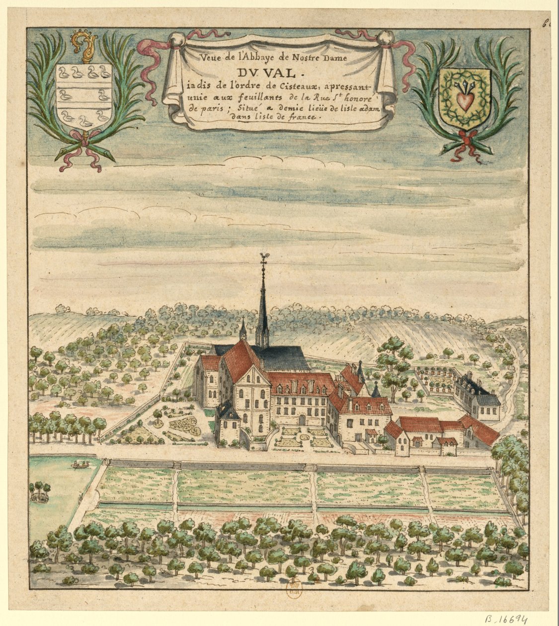 Notre-Dame du Val Abbey på begynnelsen av 1700-tallet (Val-d