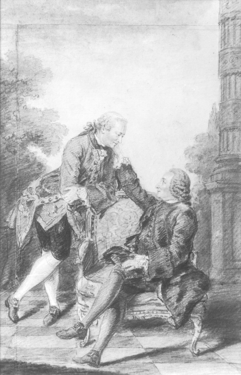 Denis Diderot (1713-84) og Melchior, baron de Grimm (1723-1807) av Louis Carrogis dit Carmontelle