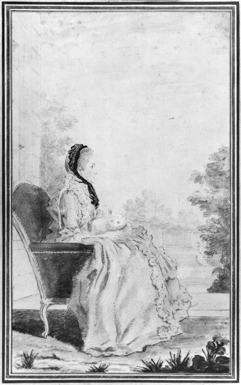 Portrett av Madame du Deffand, 1760 (blyant og wc på papir) av Louis Carrogis dit Carmontelle