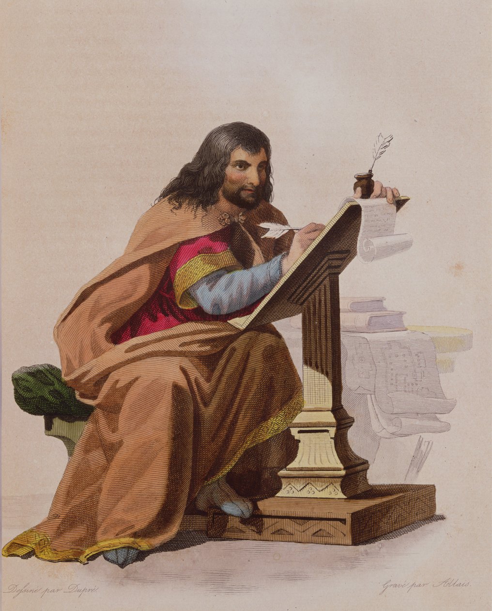 Einhard (ca. 770-840) gravert av Allais, ca. 1830 av Louis Dupré