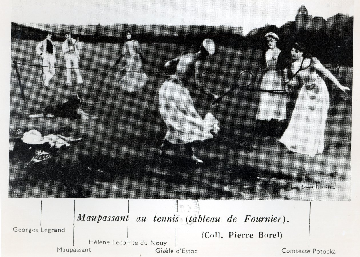 Guy de Maupassant (1850-93) Playing Tennis, fra 'Maupassant et l'Androgyne' av Pierre Borel, utgitt i 1944, Paris av Louis Edouard Paul Fournier