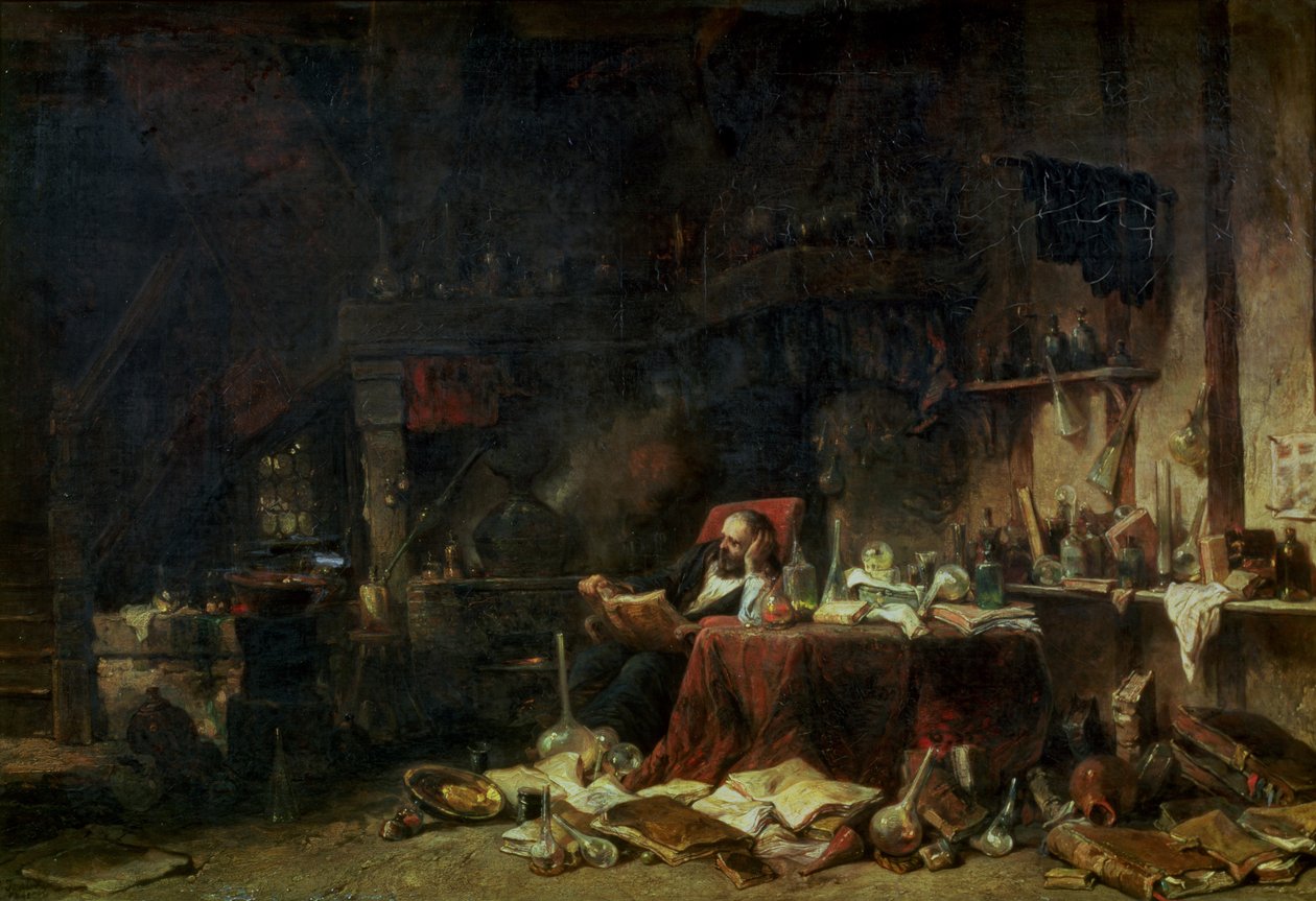 Interiør i en alkymiststudie av Eugene Isabey