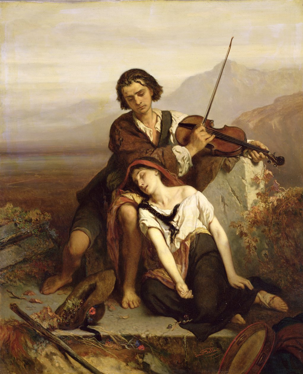Trøst i sorg, ca. 1852 av Louis Gallait
