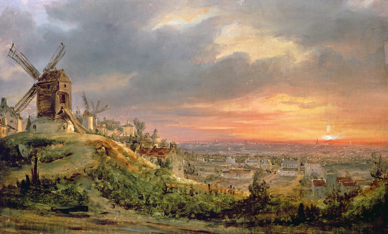 Utsikt over Butte Montmartre, ca. 1830 av Louis Jacques Mande Daguerre