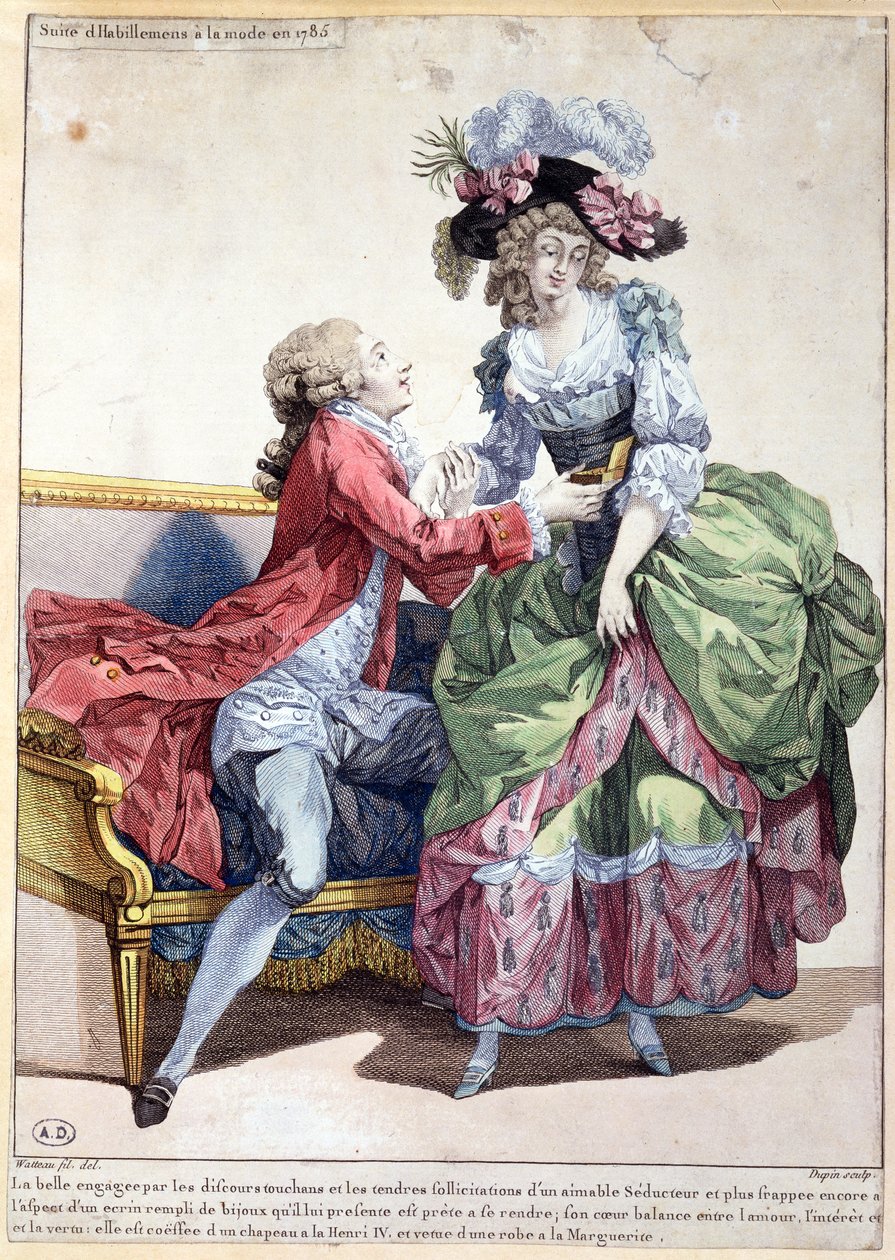 Moteplate fra 1785 (fargegravering) av Francois Louis Joseph Watteau