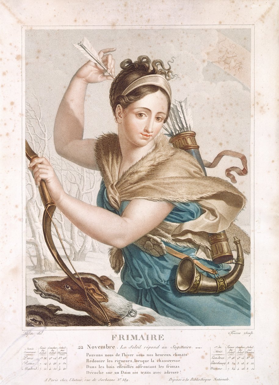 Frimaire (november desember), tredje måned av den republikanske kalenderen, gravert av Tresca, ca. 1794 av Louis Lafitte