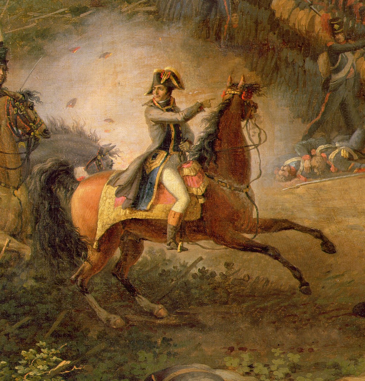Slaget ved Marengo, detalj om Napoleon Bonaparte (1769-1821) og hans major, 1801 (detalj av 153773) av Louis Lejeune