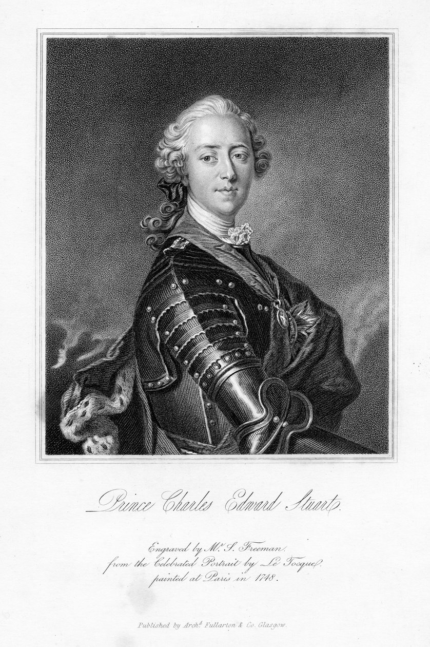 Prins Charles Edward Stuart, trykk laget av S. Freeman, ca. 1849 av Louis Tocqué