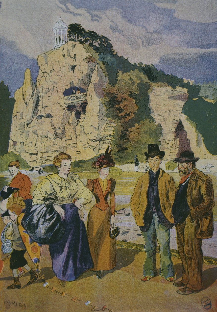 Les Buttes Chaumont (fargegravering) av Louis Malteste