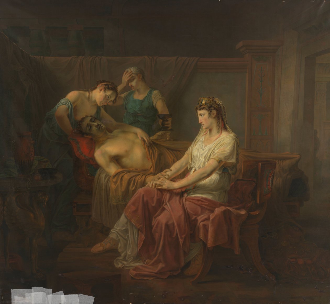 Den dødelig såret Mark Antony med Cleopatra av Louis Moritz