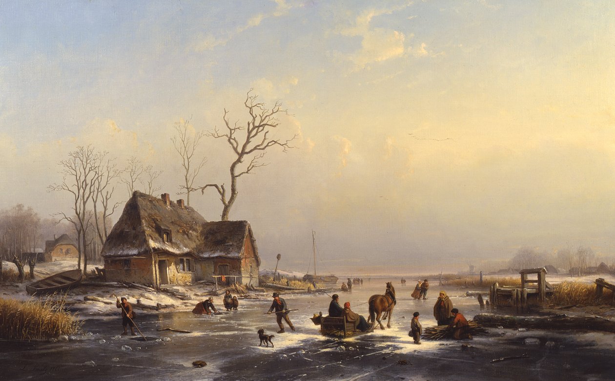 Figurer på en frossen elv av Louis Smets