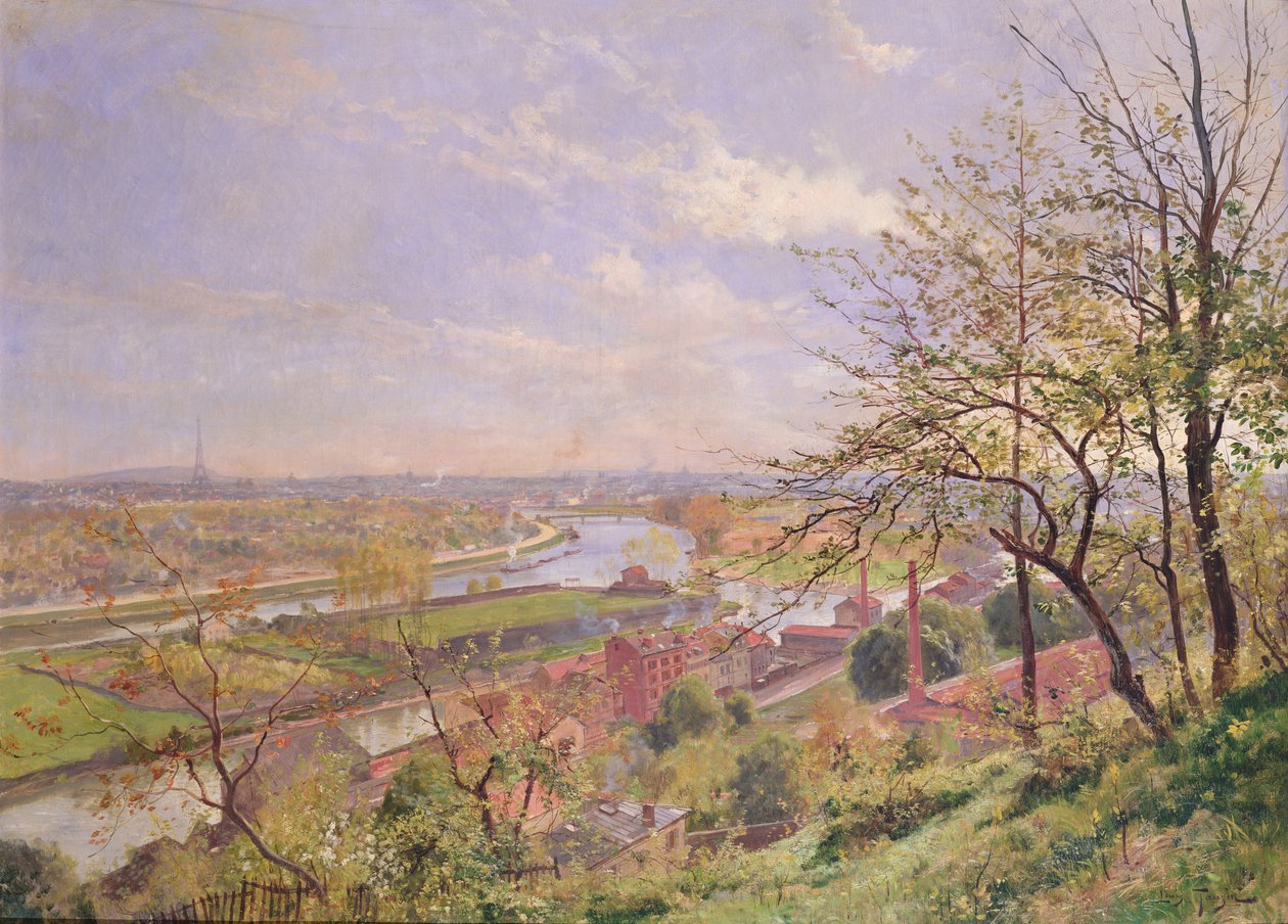 Utsikt over Boulogne sur Seine, ca. 1900 av Louis Tauzin