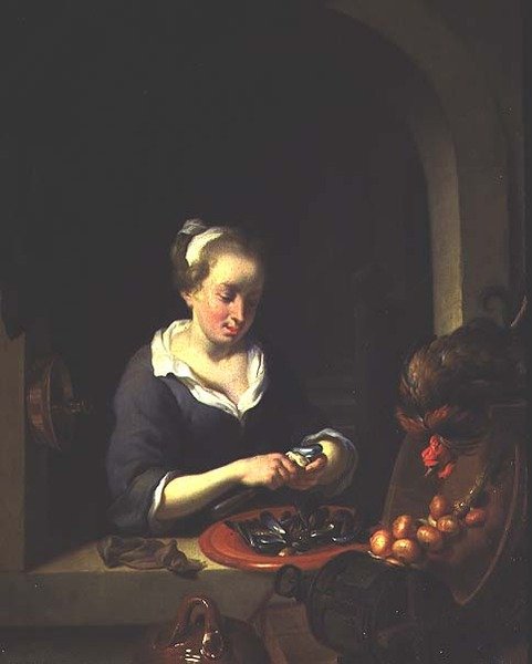 The Kitchenmaid (panel) av Louis de Moni