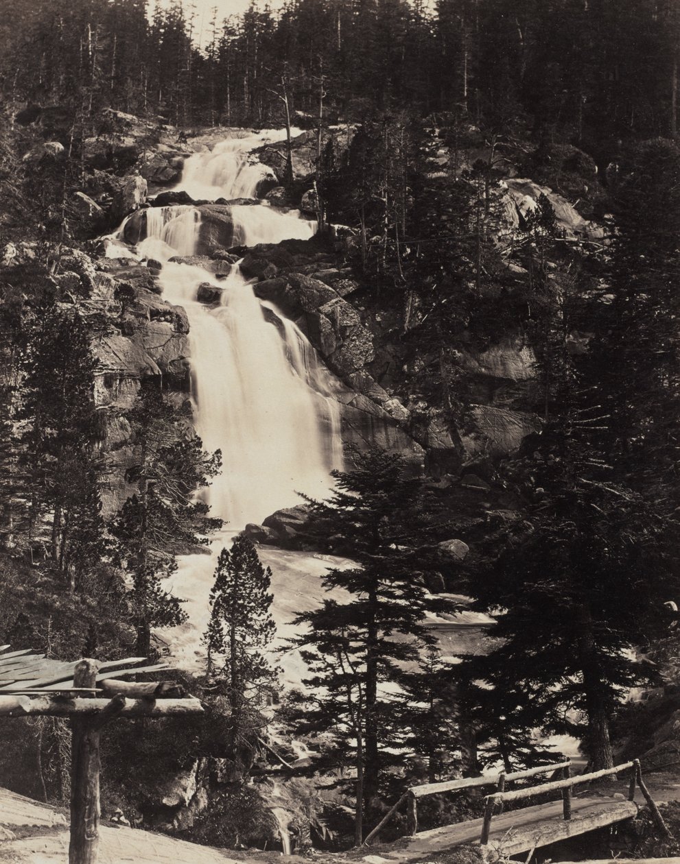 Stor øvre foss, høye alper av Louis Alphonse Davanne