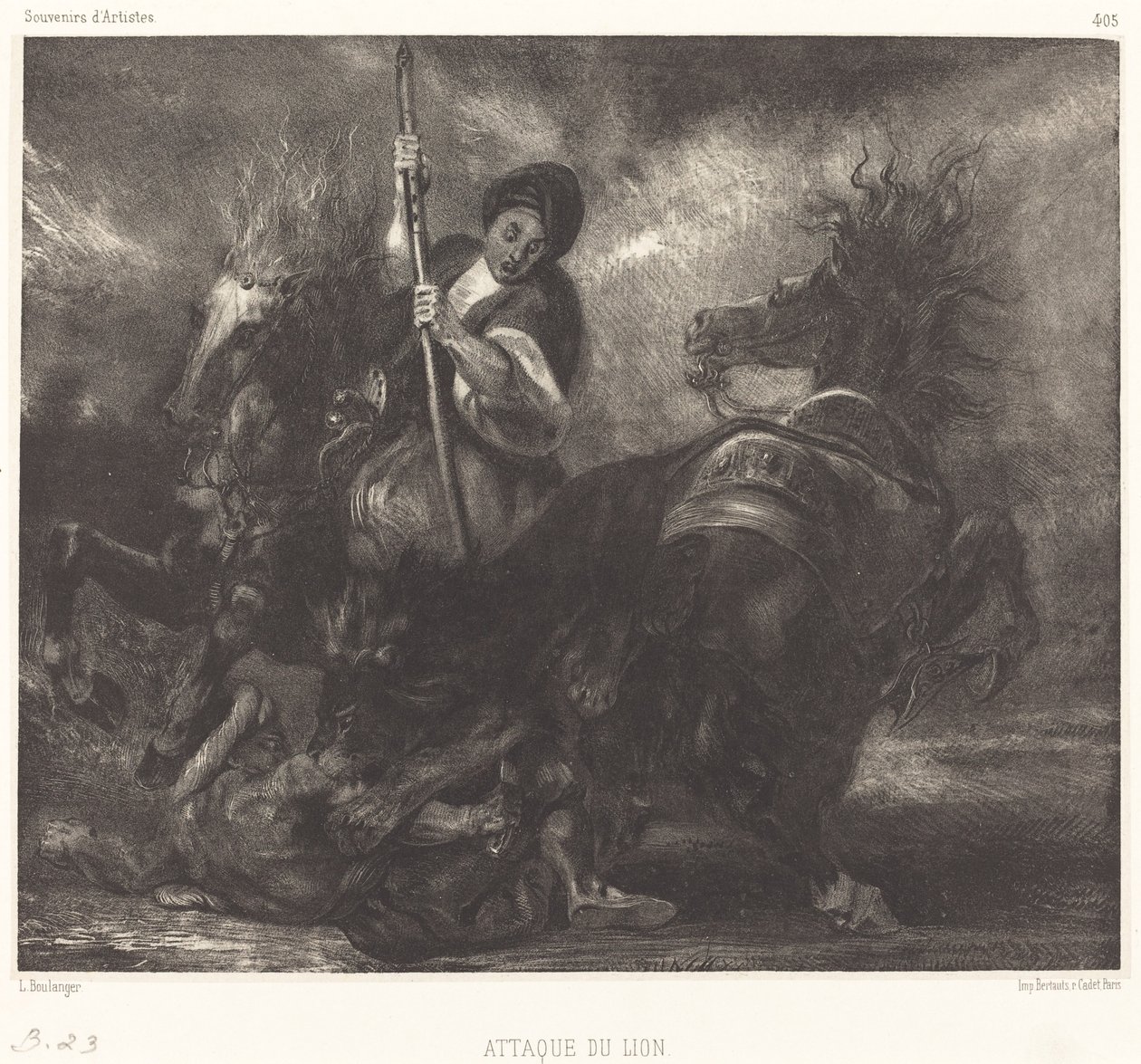 løveangrep av Louis Candide Boulanger