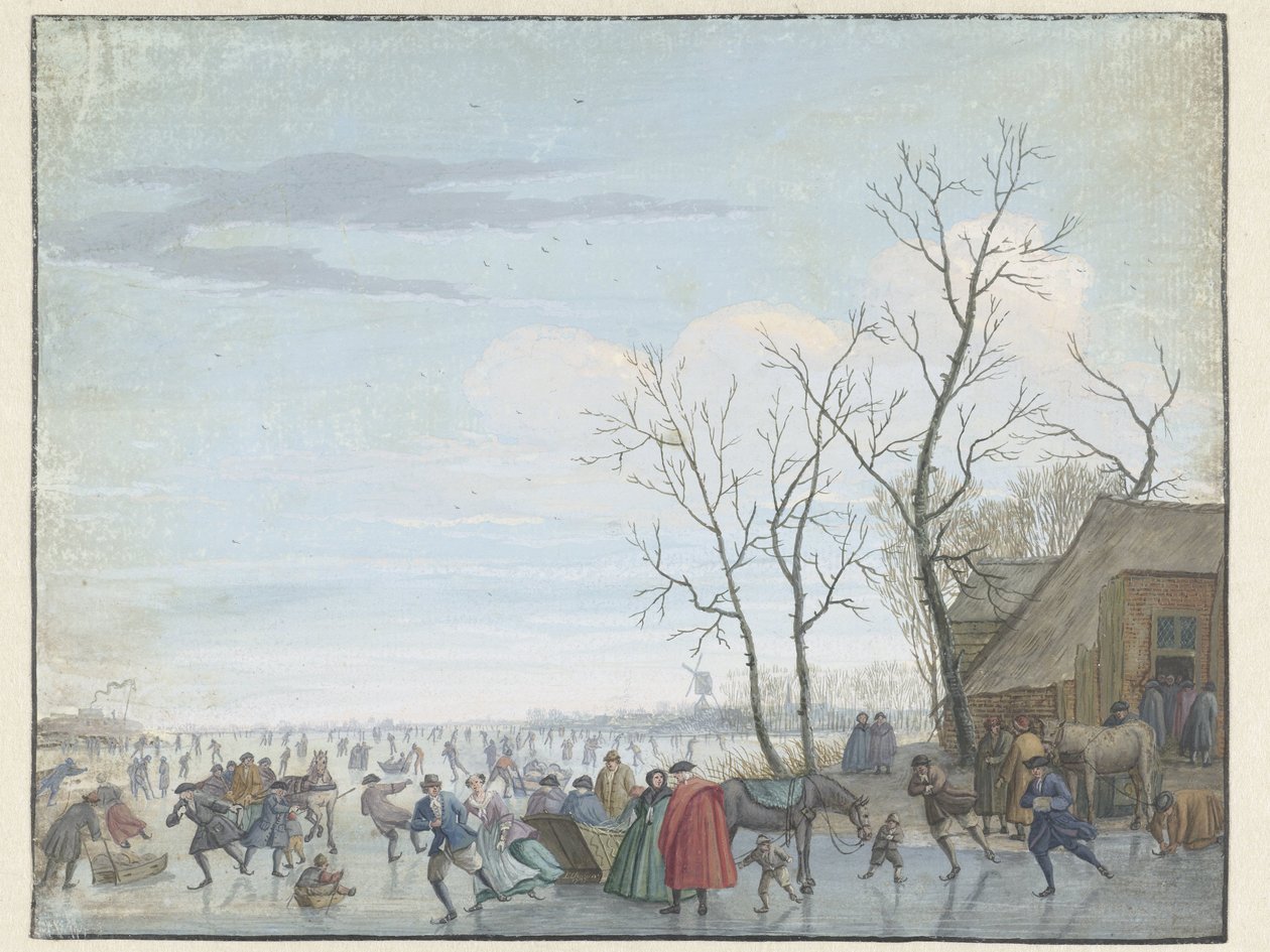 Vinterlandskap med ismoro av Louis Chalon