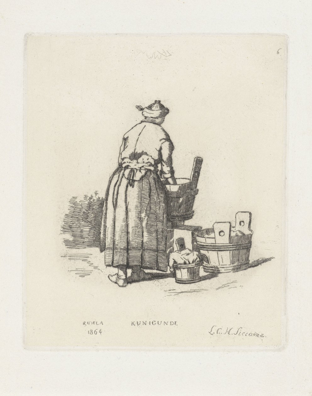 vaskekone Kunigunde (tittel på objekt) av Louis Charles Hora Siccama