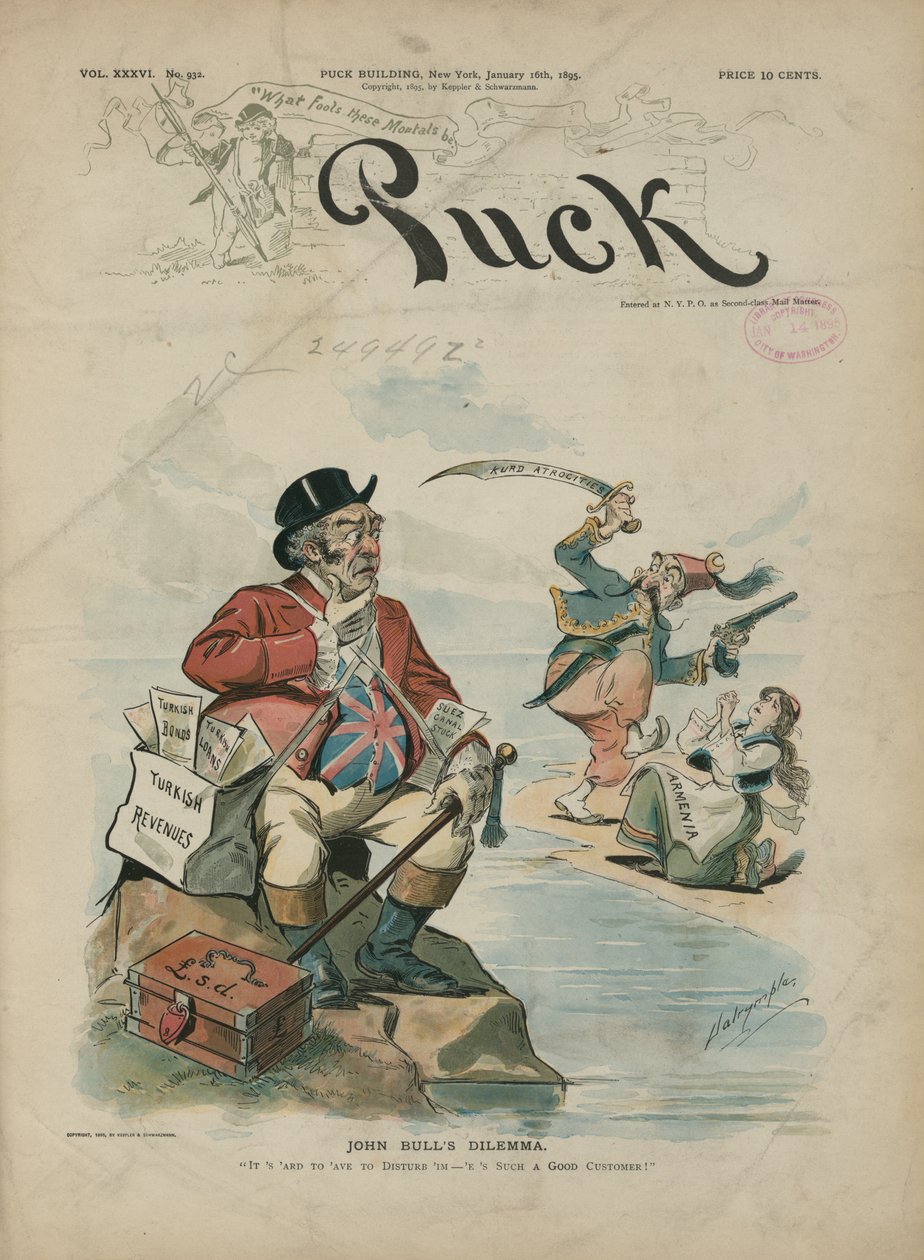 John Bulls dilemma, Puck Magazine av Louis Dalrymple