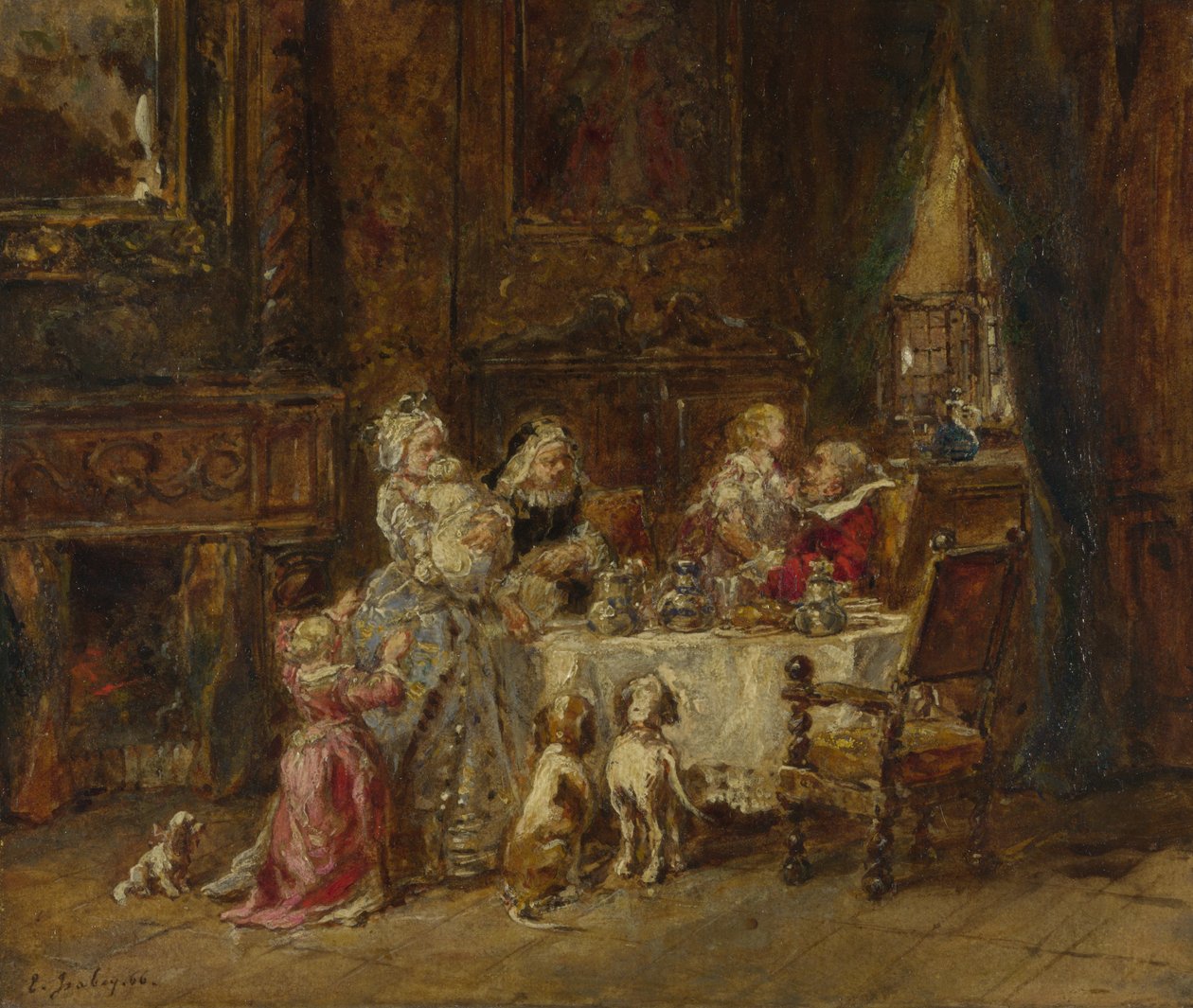 Bestefars fødselsdag, 1866 av Eugene Isabey