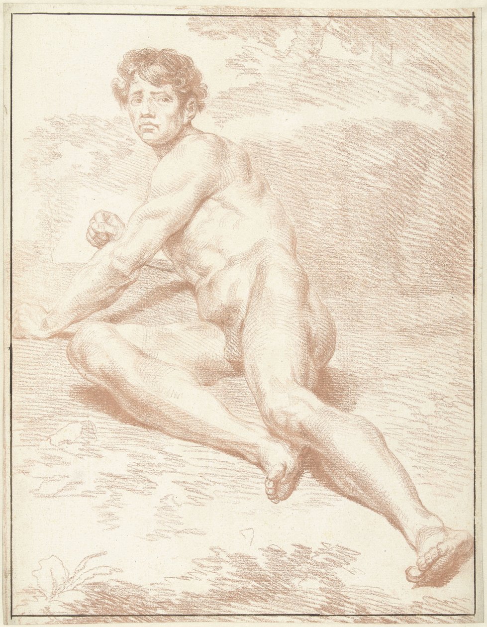 Naken mann, liggende, stående av Louis Fabritius Dubourg