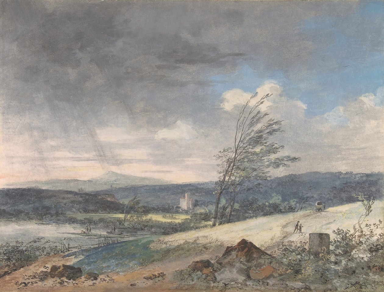 Forblåst landskap, n.d.. av Louis Gabriel Moreau