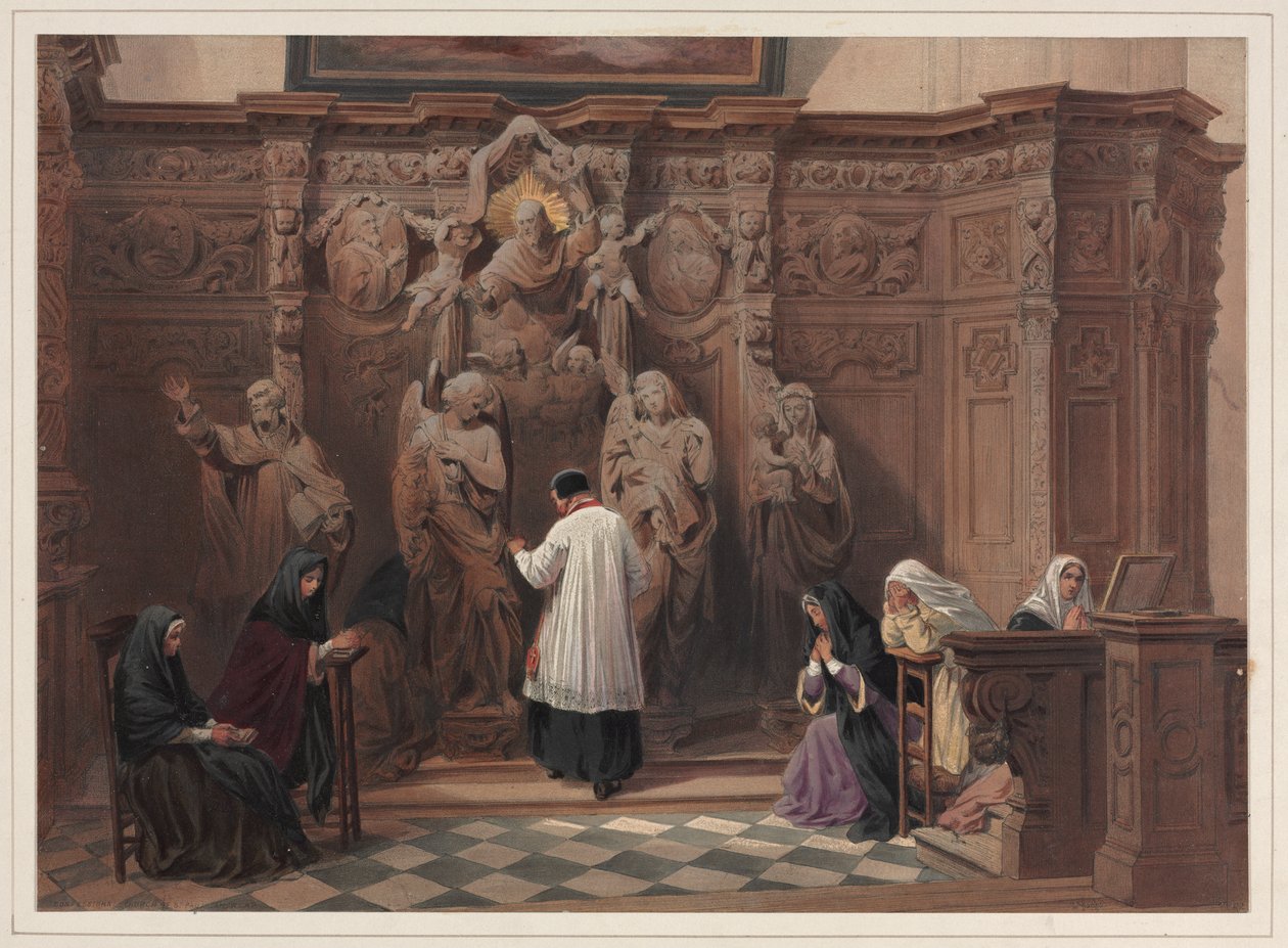 Confessional, St. Paul Church, Antwerpen av Louis Haghe